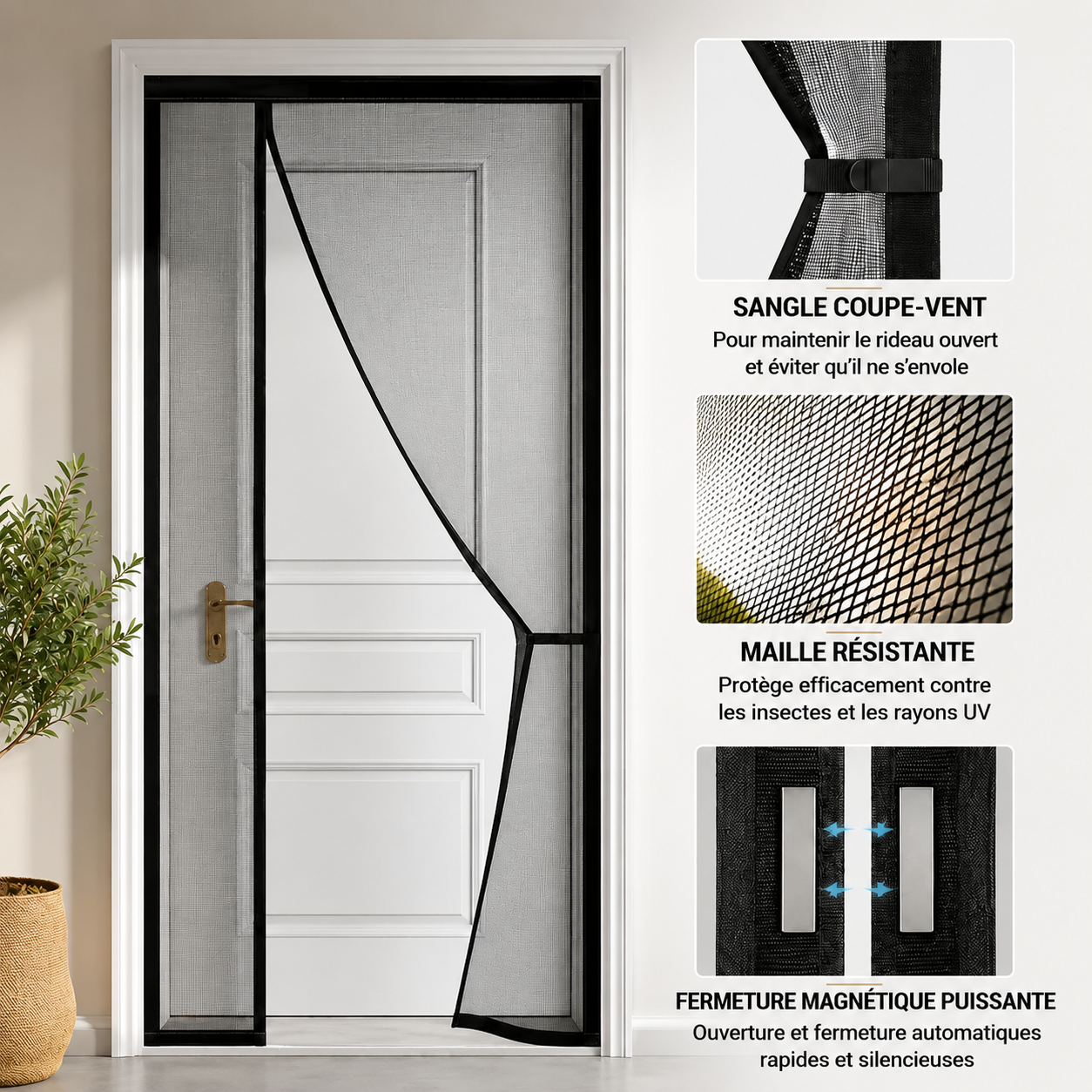 Porte moustiquaire magnétique