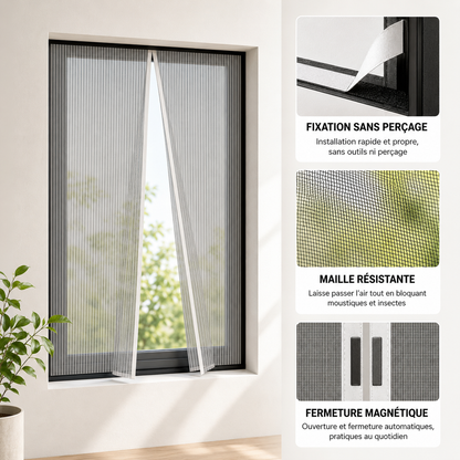 Moustiquaire Fenêtre Magnétique Sans Perçage – Protection Anti-Moustiques
